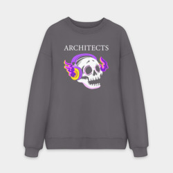 Мужской свитшот oversize без начеса хлопок Architects - неоновый череп