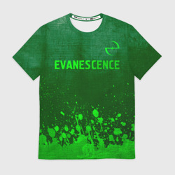Мужская футболка 3D Evanescence - green gradient посередине