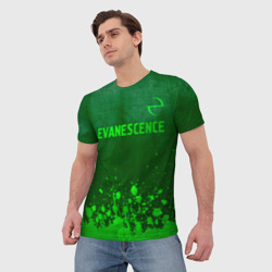 Мужская футболка 3D Evanescence - green gradient посередине - фото 2