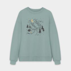 Мужской свитшот oversize без начеса хлопок Кемпинг в горах