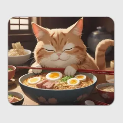 Прямоугольный коврик для мышки Кот обожает рамен