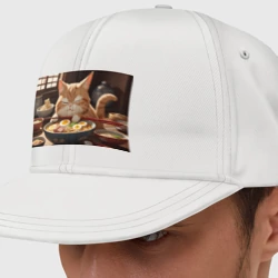 Кепка снепбек с прямым козырьком Кот обожает рамен