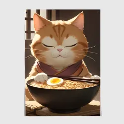Постер Кот и рамен