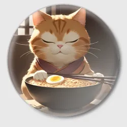 Значок Кот и рамен