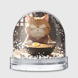 Игрушка Снежный шар Кот и рамен