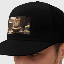 Кепка снепбек с прямым козырьком Кот и рамен