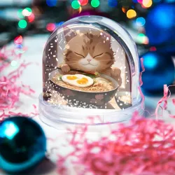 Игрушка Снежный шар Котенок обожает рамен - фото 2