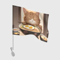 Флаг для автомобиля Котенок обожает рамен