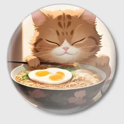 Значок Котенок обожает рамен