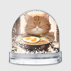 Игрушка Снежный шар Котенок обожает рамен