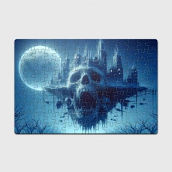 Головоломка Пазл магнитный 126 элементов Фантастический череп и сказочный город под луной