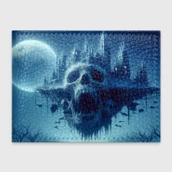 Обложка для студенческого билета Фантастический череп и сказочный город под луной