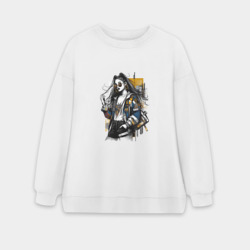 Женский свитшот oversize без начеса хлопок Модный силуэт