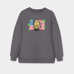 Женский свитшот oversize без начеса хлопок Вирус в США