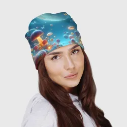 Шапка 3D Сказочные грибы и бабочки под луной - фантазия - фото 2