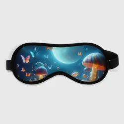 Маска для сна 3D Сказочные грибы и бабочки под луной - фантазия