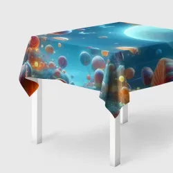 Скатерть 3D Сказочные грибы и бабочки под луной - фантазия