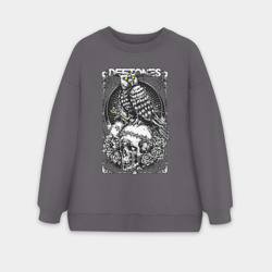 Женский свитшот oversize без начеса хлопок Deftones owl