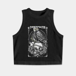 Женская укороченная майка-топ хлопок Deftones owl