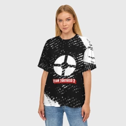 Женская футболка oversize 3D Team Fortress 2 краски штрихи - фото 2