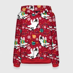 Женская толстовка 3D Новогодний паттерн с котиками