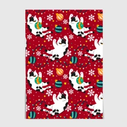 Постер Новогодний паттерн с котиками