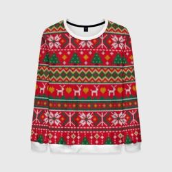 Мужской свитшот 3D Текстура свитерной вязки новогодняя