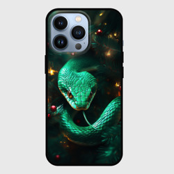 Чехол для iPhone 13 Pro Зелёная новогодняя змея