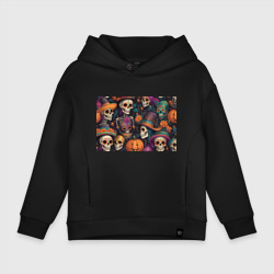 Детское худи Oversize хлопок Хэллоуин страшилки черепа