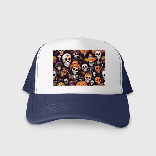 Кепка тракер с сеткой Страшилки хэллоуин