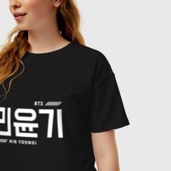 Женская футболка хлопок Oversize Мин Юнги bts - фото 2