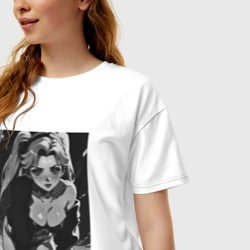 Женская футболка хлопок Oversize Ребекка в позе - Киберпанк  - фото 2