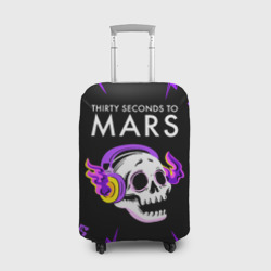 Чехол для чемодана 3D Thirty Seconds to Mars неоновый череп