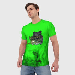 Мужская футболка 3D Monster Hunter fire green - фото 2