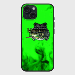Чехол силиконовый для Apple iPhone 15 матовый Monster Hunter fire green