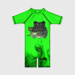 Детский купальный костюм 3D Monster Hunter fire green