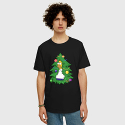 Мужская футболка хлопок Oversize Гомер - Новый год - фото 2