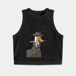 Женская укороченная майка-топ хлопок Гусь агент с ножом 