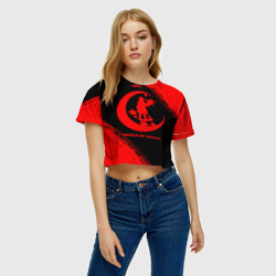 Женская футболка Crop-top 3D Angels of Death - red gradient - фото 2