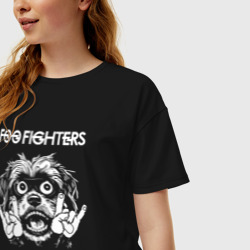 Женская футболка хлопок Oversize Foo Fighters rock dog - фото 2