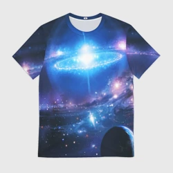 Мужская футболка 3D Абстрактный космос с планетами