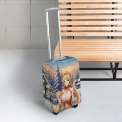 Чехол для чемодана 3D Новогодняя девушка змея снегурка - фото 2