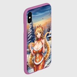 Чехол для iPhone XS Max матовый Новогодняя девушка змея снегурка - фото 2