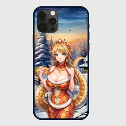 Чехол для iPhone 12 Pro Max Новогодняя девушка змея снегурка