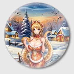 Значок Новогодняя девушка змея снегурка