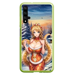 Чехол для Honor 20 Новогодняя девушка змея снегурка