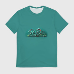 Мужская футболка 3D Символ 2025 нового года: зеленая змея