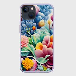 Чехол для iPhone 14 Объемные цветы лето