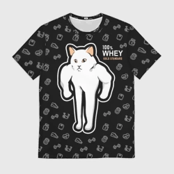 Мужская футболка 3D Качок кот