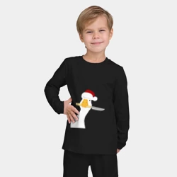 Детская пижама с лонгсливом хлопок Гусь Санта с ножом в клюве  - фото 2